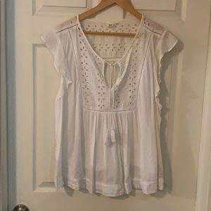 Gap white eyelet sleeveless blouse size XL tall